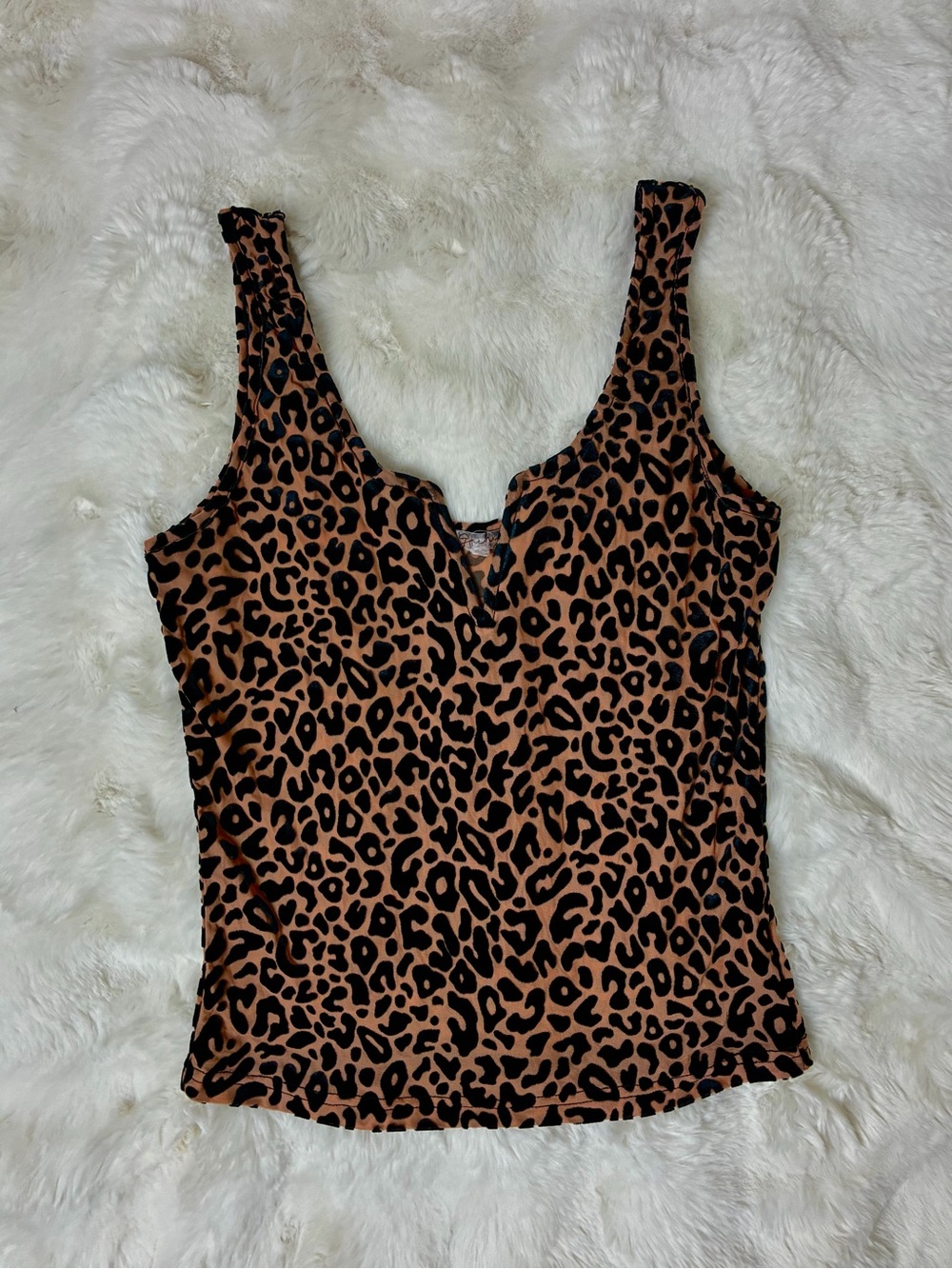 Women's Size Small Leopard Print V-Neck Tank Top Like New Brown